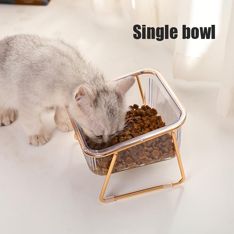 

Transparent Elevated Dual Cat Bowl, 2-in-1 Raised Feeder for Food & Water, Tilted Design for Easy Eating, Ideal for Cat Health жёлтый