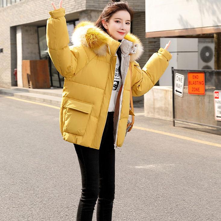 Winter Chic Down Cotton Jackets Women's Korean Style Loose Warm Coats Large Size Solid Color Hooded Short Coats