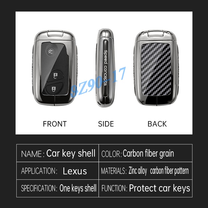 For Lexus Is Es Ls Gs Rx Gx Lx Ct Hs 200 250 300 300H 350 350H 450 Metal Carbon Fiber Car Key Fob Case Cover Keychain