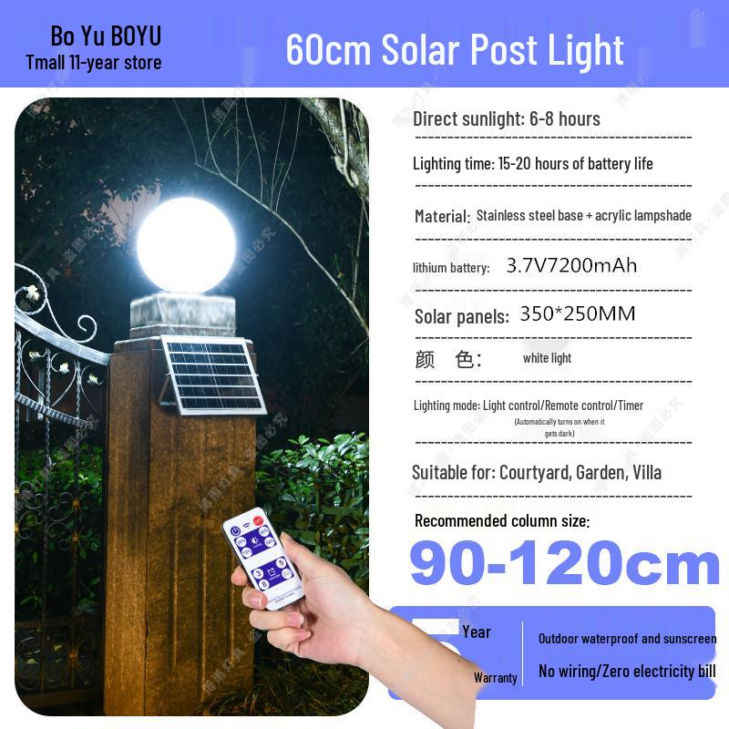 Solar-Powered Outdoor Pillar and Gate Lights for Courtyard and Villa Entrances