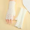 Half Finger Knitted Gloves Vintage Crochet Flower Mittens Soft Winter Wool Gloves Gift