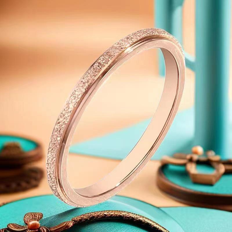 Fashion Frosted Stainless Steel Titanium Rings for Women - Versatile, No-Fade Taigang Style