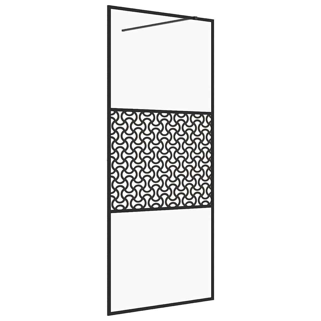 Vidaxl Shower Wall, Transparent ESG Glass, 80X195 Cm, Black