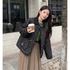 Winter Women's Embroidered Teddy Bear Splicing Lapel Short Cotton Jacket S-XL