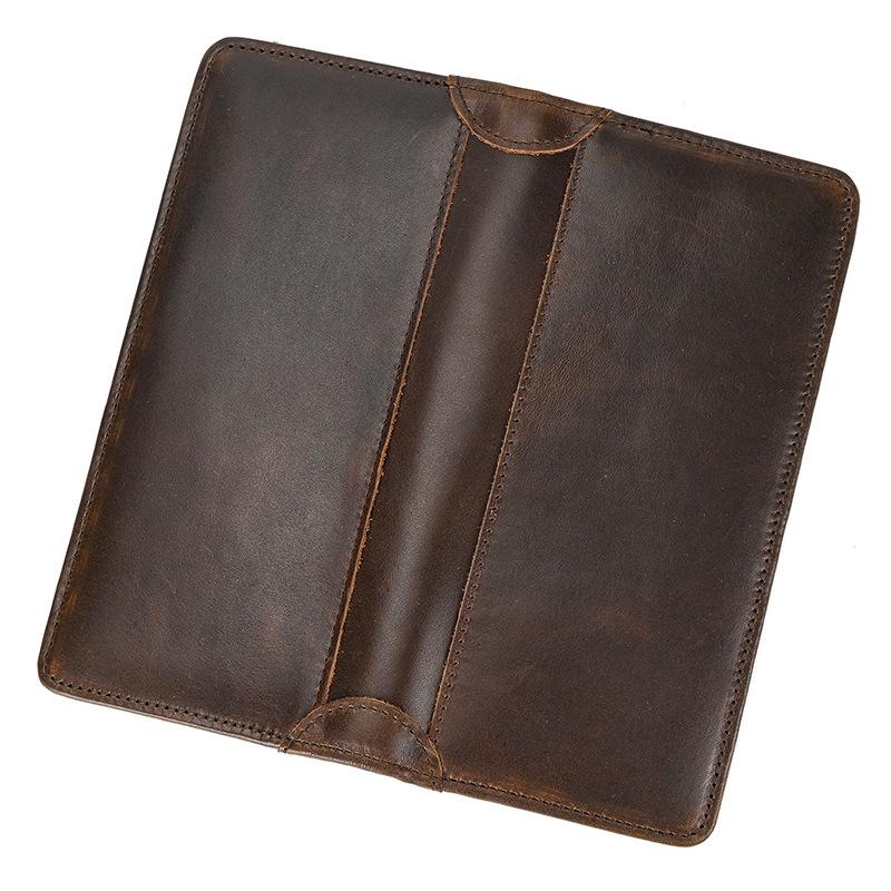 Genuine Leather Long Bifold Wallet for Men Classic Clutch Wallet with Phone Pocket Multi Card Slots Large Capacity Men Purse for Daily Use