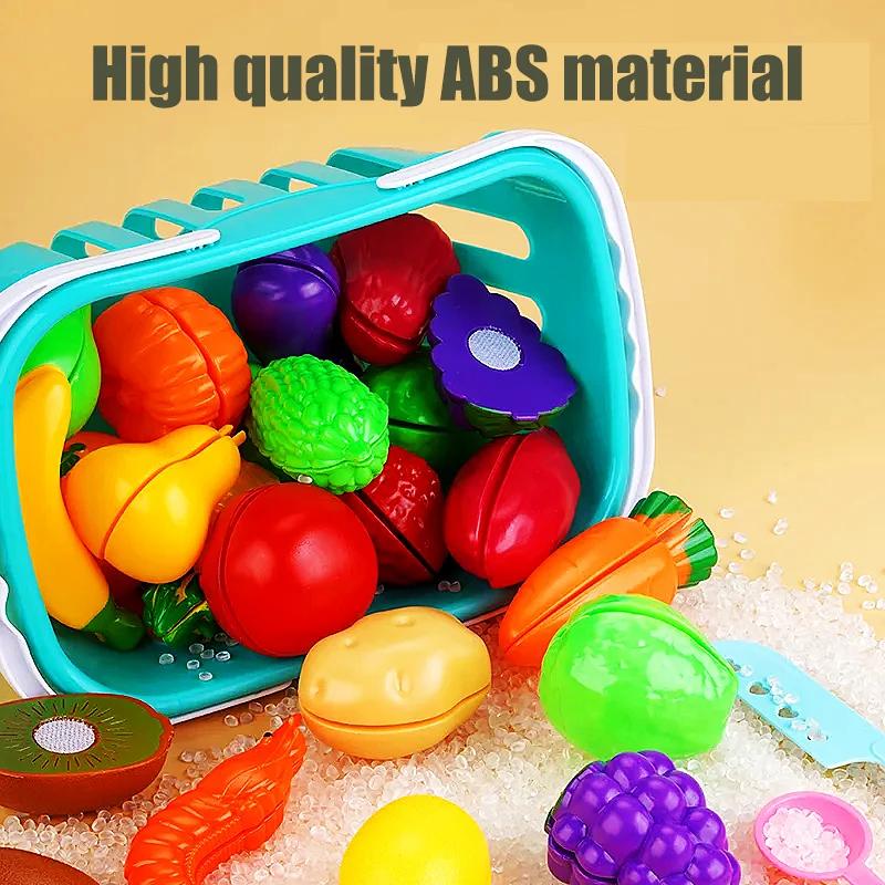 Non-Toxic Educational Toy Plastic Kitchen Toy Set Cut Fruit Vegetable Pizza Food Play House Simulation Toys Pretend Play Kids Toys Gifts