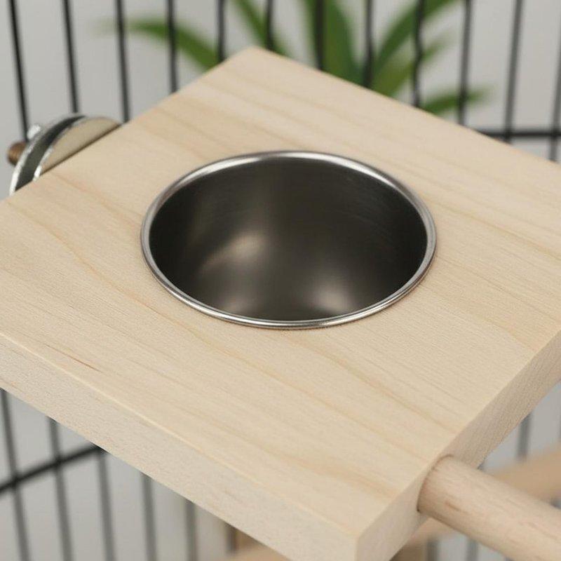 Stainless Steel Enclosure Feeder Cups Easy to Clean Enclosure Mount Feeding Station Avian Feeding Dish with Perch Sturdy &