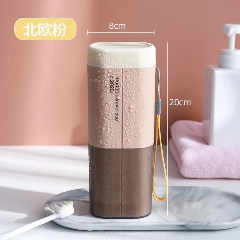 

Travel Toothbrush Box Dust-proof Portable Rope Design Travel Toothbrush Cup Washing Cup Camp Toothbrushes Storage Container рожевий