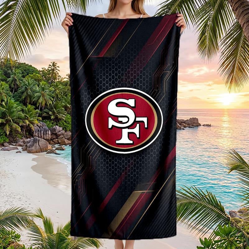 San Francisco 49ers Mode Strandtuch Tragbar Weich Schnelltrocknend Handtuch Für Schwimmen Camping Urlaub 70cmx140cm(27x55inch) black