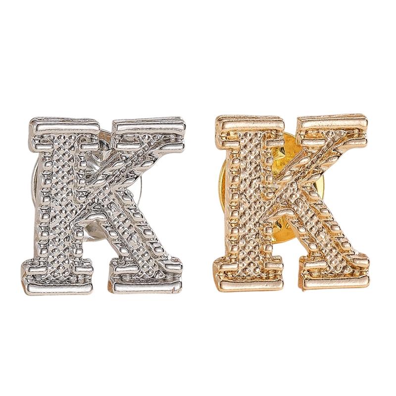 2Pcs New Metal Initial A To Z Pin 26 English Letter Pins Brooches Suit Shirt Badge Lapel Pin Fashion Jewelry For Men Women