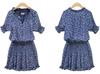 Women's Floral Print V Neck Mini Dress Short Sleeve Ruffle Hem Casual Summer Dress