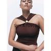 Spring New Women's Clothing French Style All-Matching Gold Inlaid Wide Shoulder Strap Hanging Collar Knitting Tops 4938116