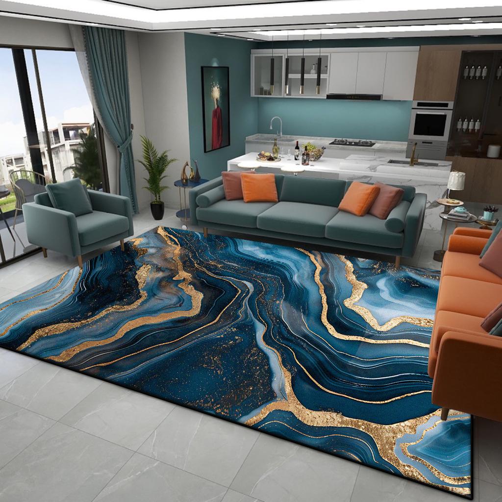 Modern Luxury Large Living Room Carpets Marble Decoration Home Washable Antiskid Rug Easy Clean Plush Bedroom Floor Mat Lounge