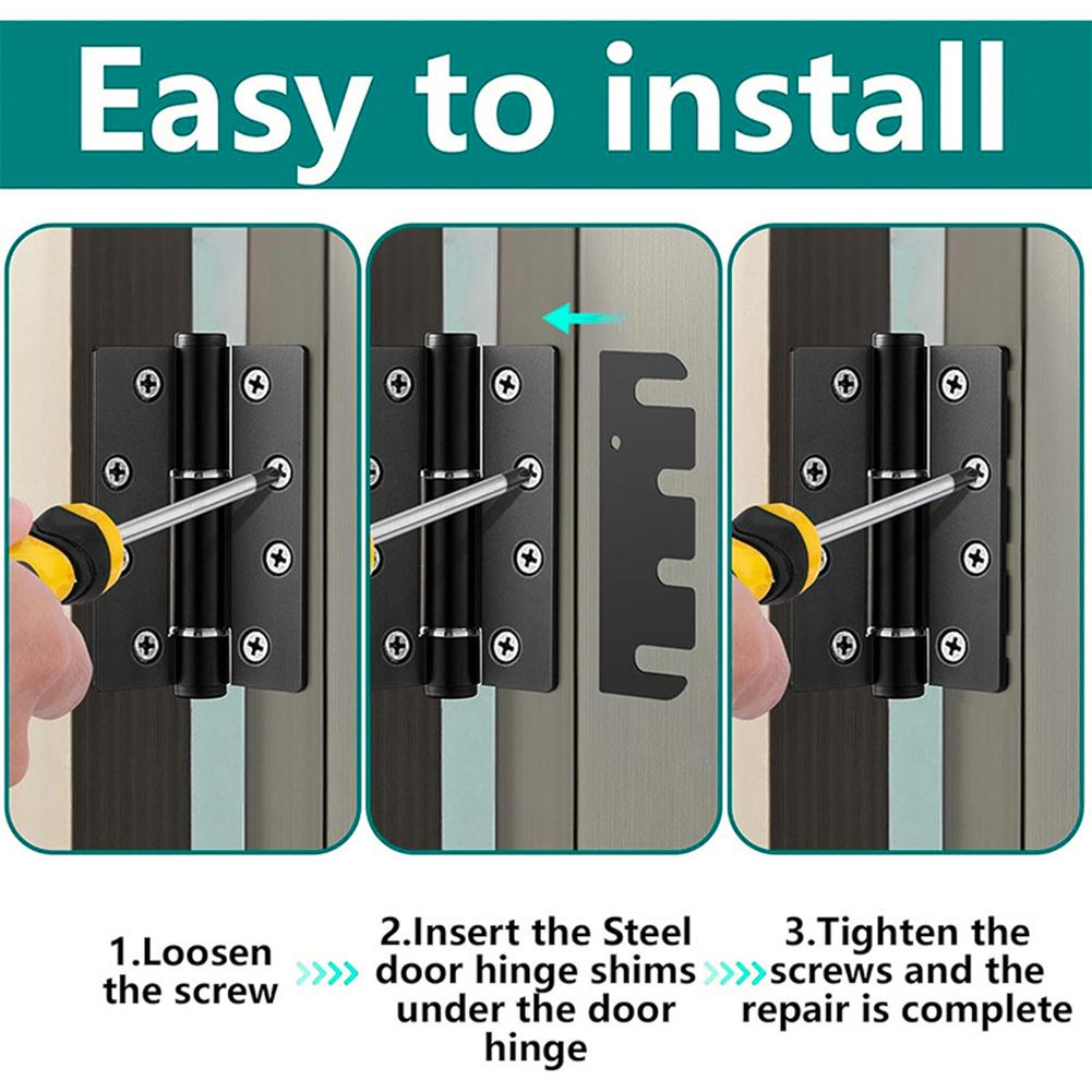 Gap Adjuster Door Hinge Spacers For Door Repair Protective Coating Rust Resistant Metal Filler Plates Covers Worn Areas