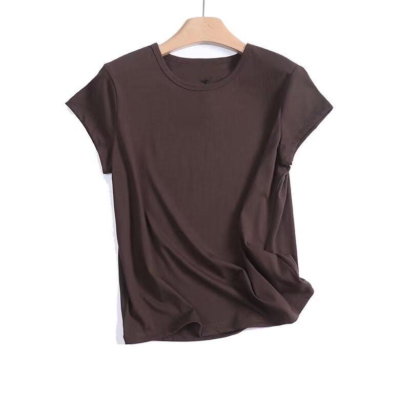 Dam T-shirt med rund hals och korta ärmar - Sommar Mode