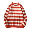 Men's Autumn Winter Round Neck Stripe Sweatshirt Pullover Tops Long Sleeved