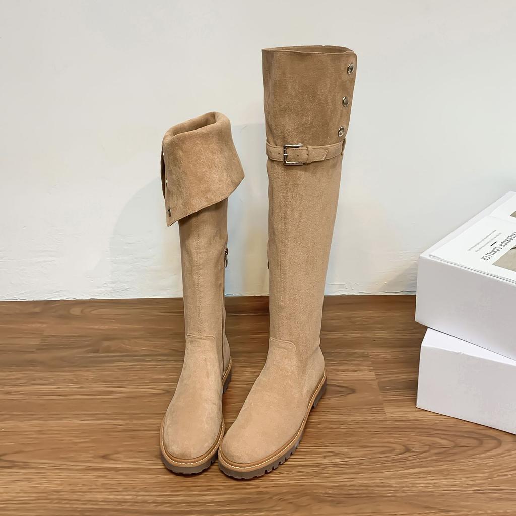 Grape mother winter new long snow boots knee thick velvet warm boots 2025 Korean version comfortable thick-soled heightening boots