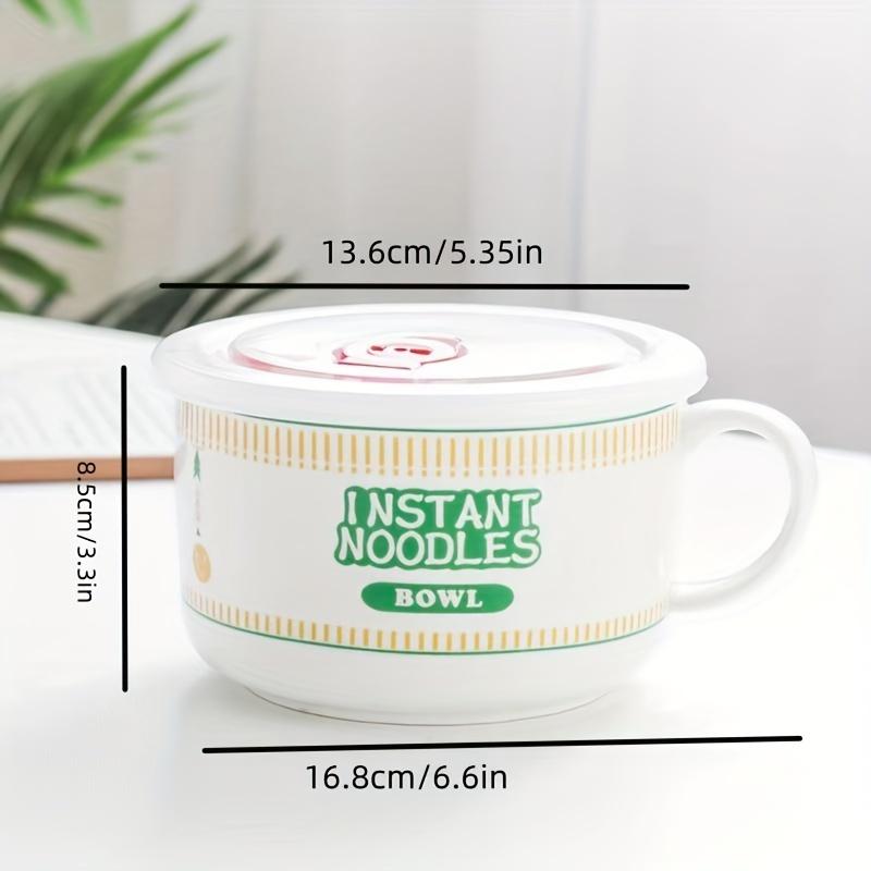 

1 Set, Creative Large-capacity Ceramic Instant Noodle Bowl with Lid; Suitable for Noodle Soup, Instant Noodles, Ramen, and Cereal; Kitchenware 800ml/27oz зелений