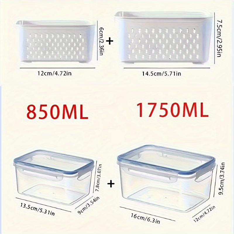Food Storage Containers 2-Layer Airtight Design Reusable & Stackable Kitchen Storage Box Perfect for Fruits, Vegetables, Meat & Grains Preservatio