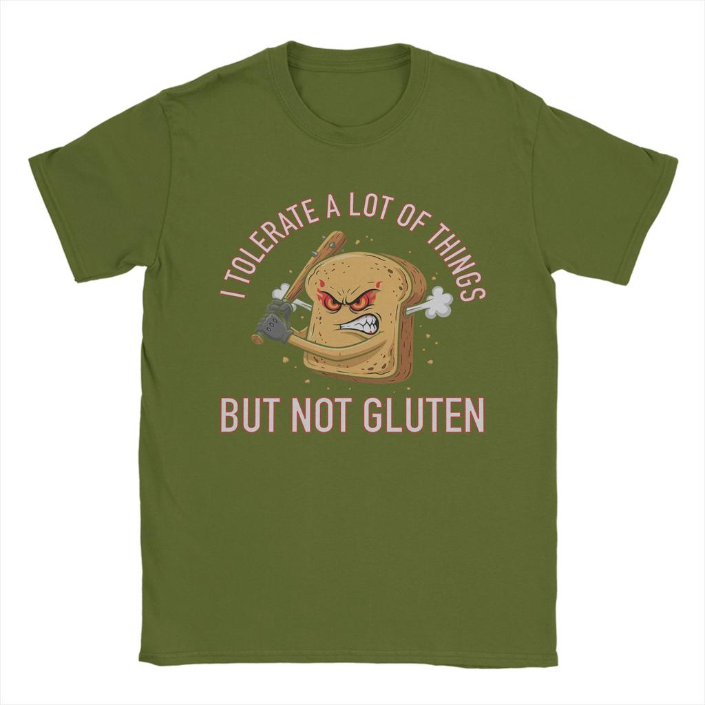 Funny I Tolerate A Lot of Things But Not Gluten T Shirts Men's  100% Cotton Fashion Round Collar  Tees Short Sleeve Clothes