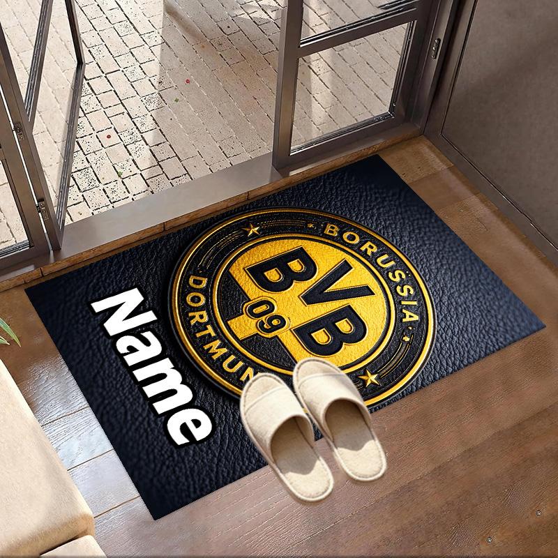 Custom Name Personalized Borussia Dortmund Print Carpet, Versatile Home Decor Rug, for Playroom, Apartment, Balcony, Entryway, Hallway Gift