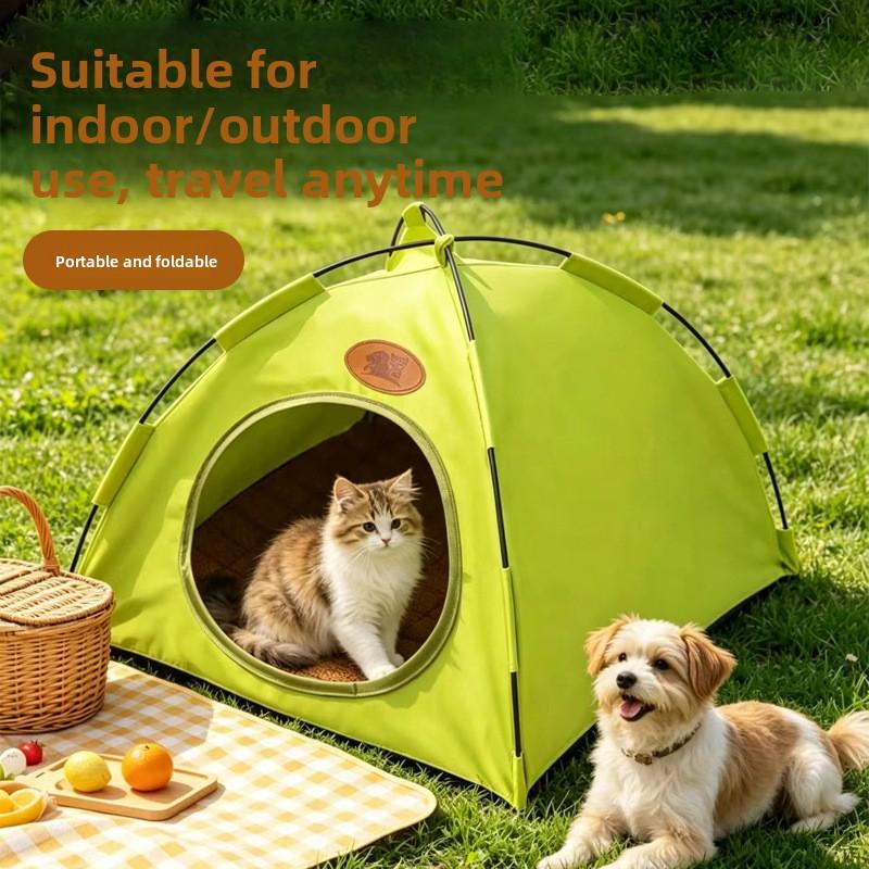 Foldable Pet Cat Tent Suitable All Four Seasons Closed Design Breathable Cat House Waterproof Stable Pet Kennel Outdoor Camping