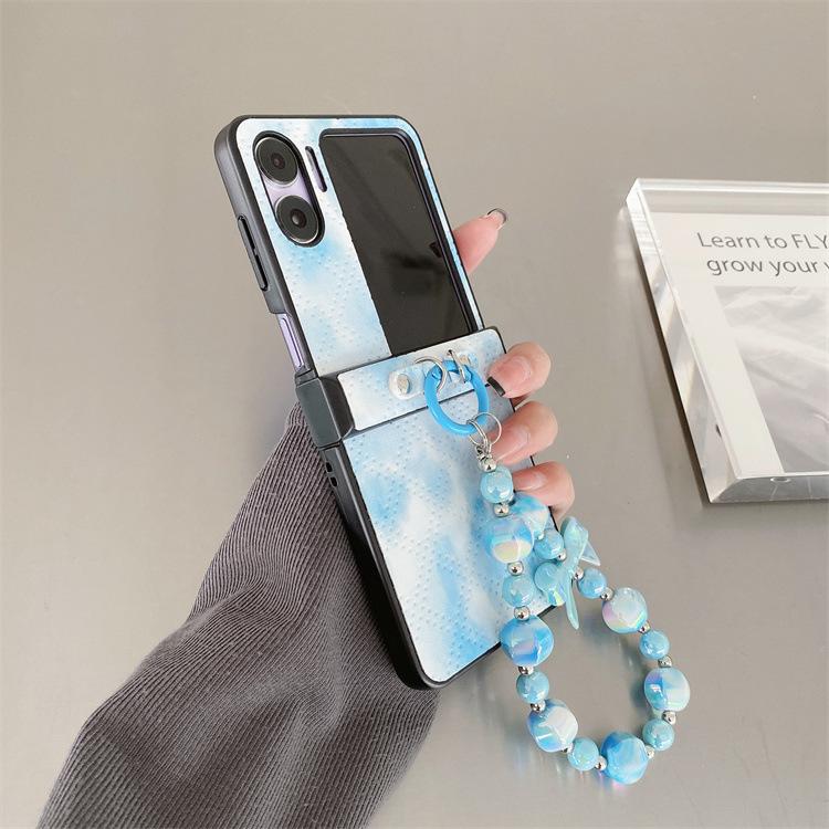 Bracelet beads are suitable for findn2flip folding screen mobile phone case, Japanese and Korean smudged leather hinge anti-drop protective cover.