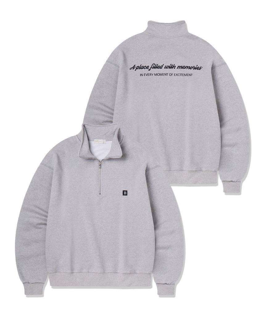 BAKKEN [Men] B Logo Balloon Fit Half Zip-Up Sweatshirt Bk5973 (3 Colors)