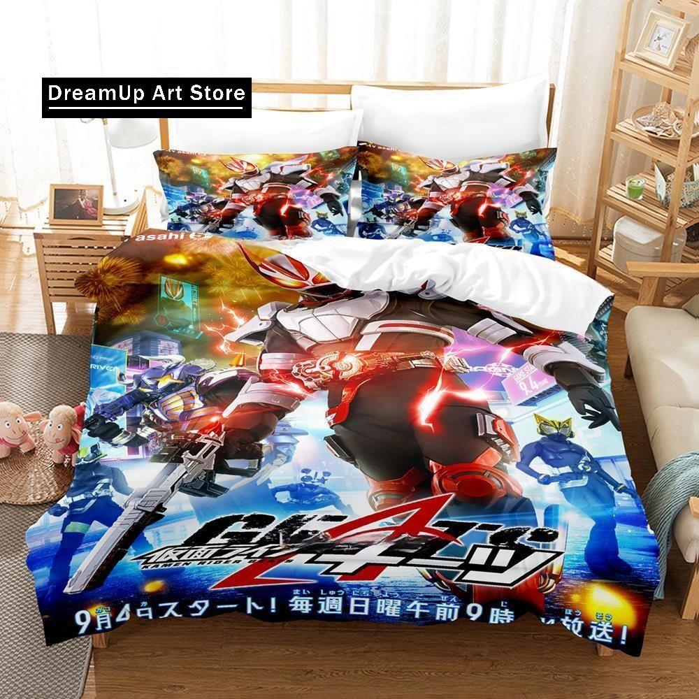Kamen Rider Geats Bettwäsche-Set, Einzelbett, Doppelbett, Queensize-Bett, Kingsize-Bett, Schlafzimmer für Erwachsene und Kinder, Bettbezug-Set, 3D-Anime-Bettlaken-Set