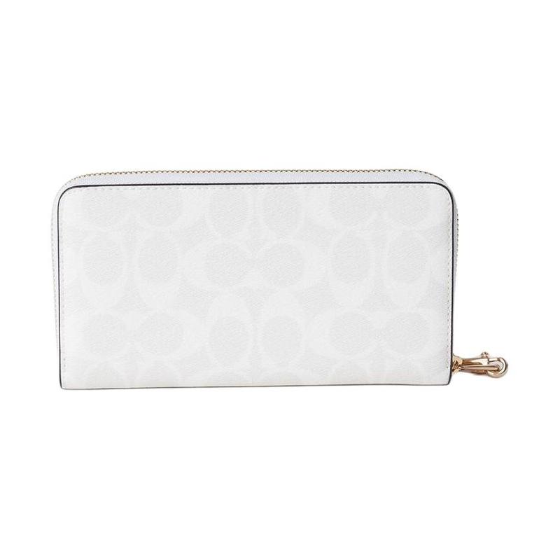 Coach Zip Around 19 Classic Presbyopia Coated Canvas and Leather Wrist Bag Wallet Small Women's Glacier White