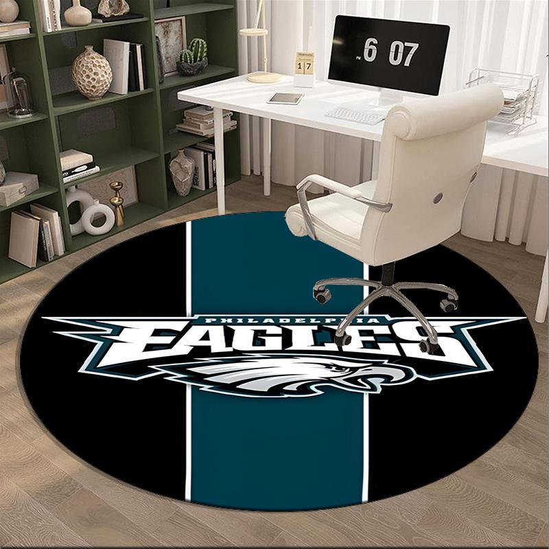 Philadelphia Eagles Runder Teppich für Wohnzimmer, Schlafzimmer, Spielzimmer, Stuhlunterlage, Läufer, Kreis Teppich, Große Größe Fan Weihnachtsgeschenk