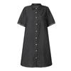 ZANZEA Vestido camisero informal de verano de manga corta con cuello vuelto para mujer