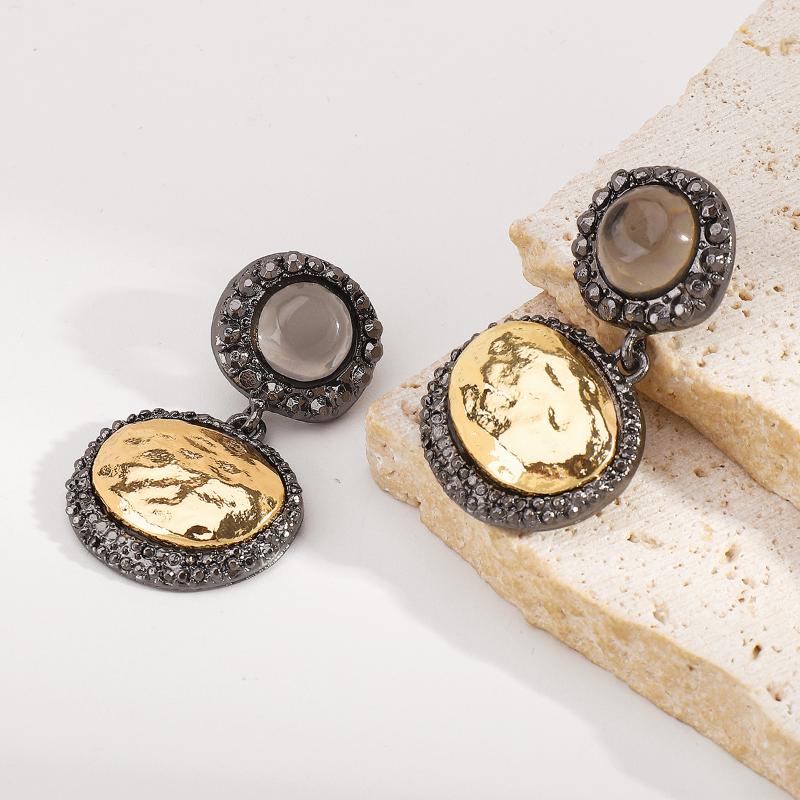 Bejewelled Earring For Women Bohemia Vintage Round Pendant Earrings Elegant Accessories Banquet Party Jewelry Gift