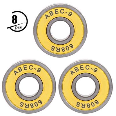 8 ks Ložiská 608 pre Skateboard Kolobežku Miniatúrne Kolieskové Ložiská Sada(žltá 9)