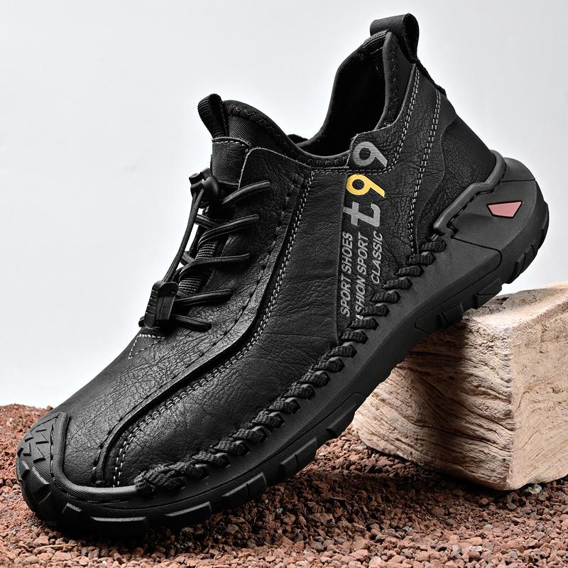 

Мужская повседневная обувь Универсальная Натуральная кожа Мужская спортивная обувь Досуг Мягкая подошва Кроссовки Уличная Мужская Обувь для трекинга Кроссовки 39 чёрный