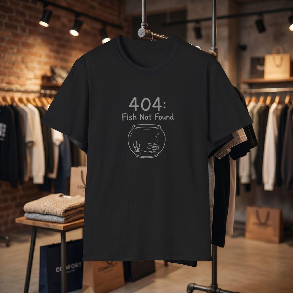 404 Fish Not Found T-Shirt | Funny Fish Bowl Graphic Tee