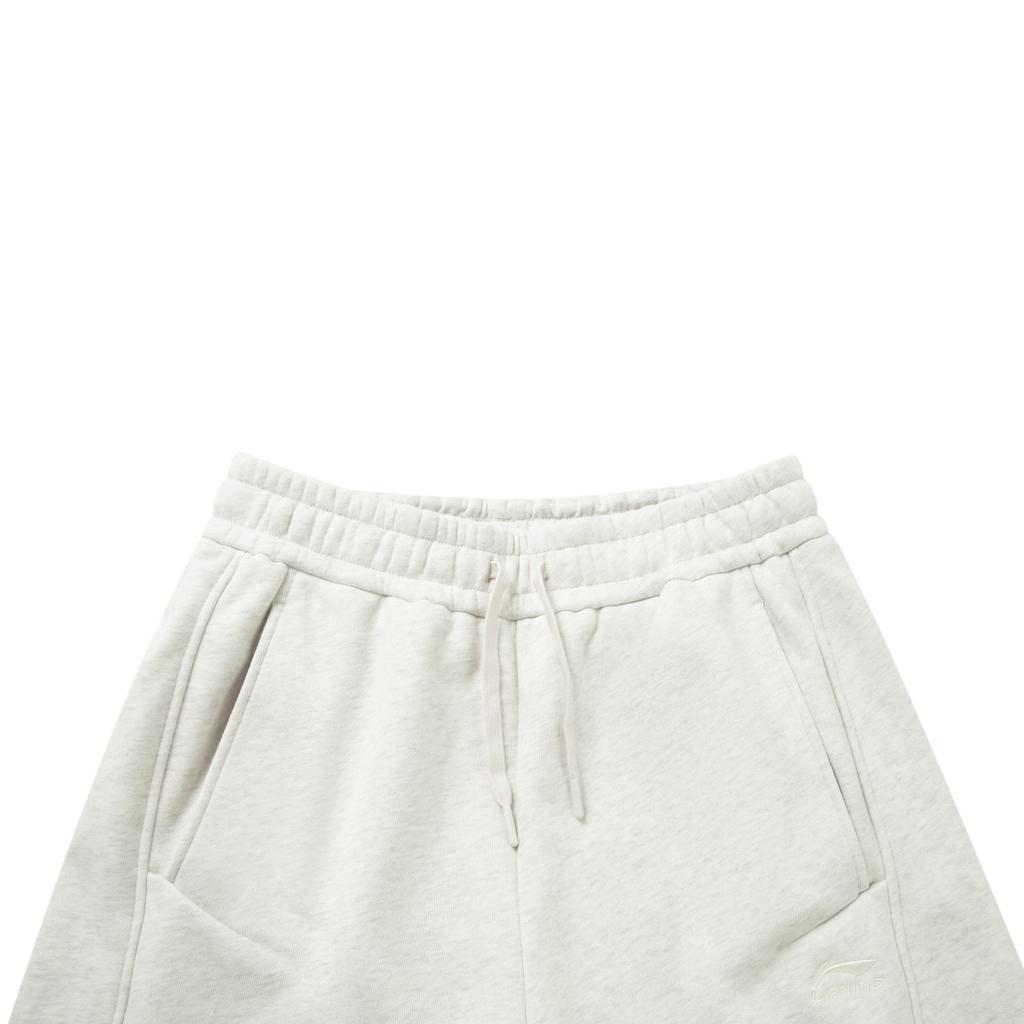 Li Ning Sports Lifestyle Series Simple Versatile Casual Fleece Lined Warm Straight Leg Knit Joggers Women Joggers Flower-Gray Tile-Gray AKLV956-4