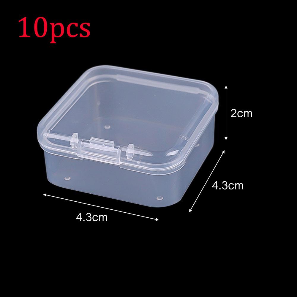 10/20pcs 4.5X4.5X1.9CM Jewelry Storage Box Bead Organizer Box Small Clear Plastic Storage Containers With Hinged Lid For Storage