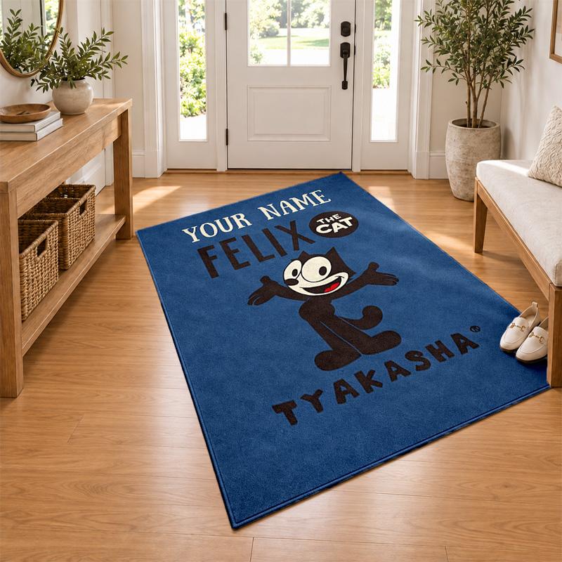 Felix the Cat Custom Name Personalized Rug Non‑Slip Doormat Floor Carpet Housewarming Birthday Gift for Family Friends