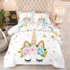 Cartoon Unicorn Three-piece Set Digital Print Fluffy Duvet Cover
