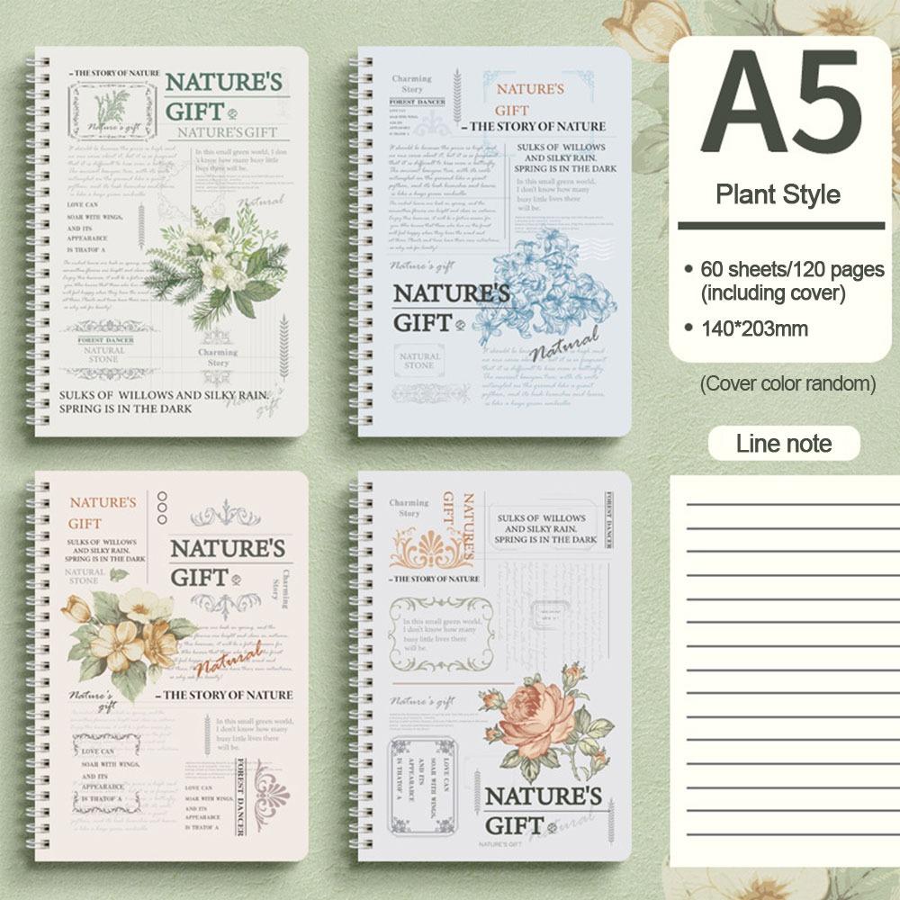 4pcs Retro Notebook A5 Journal Notebook Trendy Spiral Notebook  for Students
