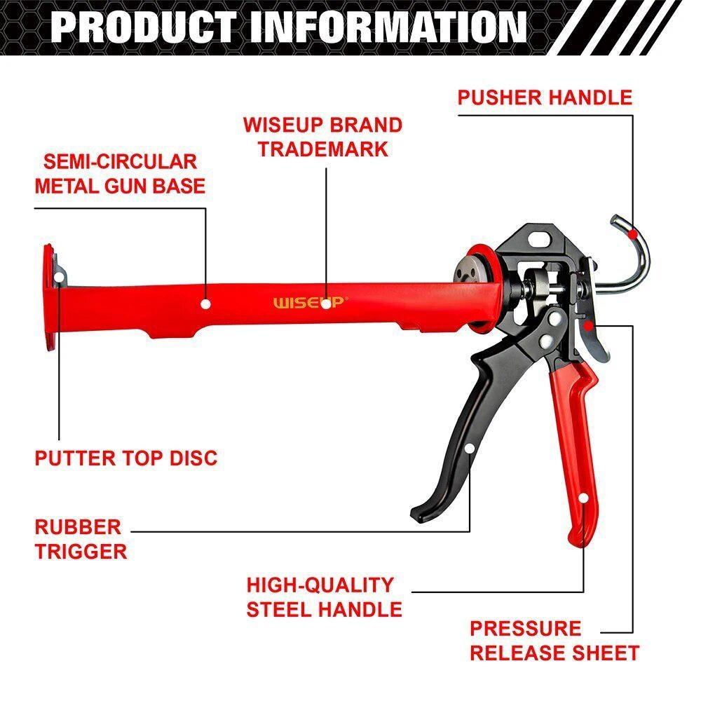 

WISEUP Многофункциональный ручной пистолет для уплотнения, инструменты для отделки краски, клеевые пистолеты, водостойкие уплотнения, герметик, клей для дверей, окон, клеевой пистолет красный