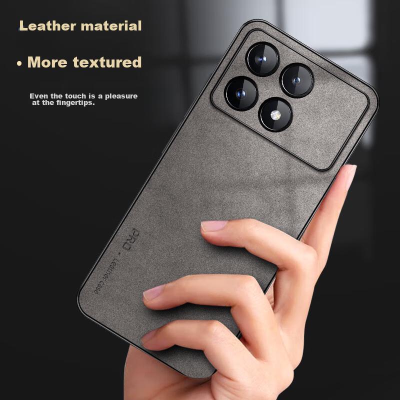 Redmi K70 Phone Case, Redmi K70Pro Protective Cover, Shockproof Lens Full Protection Soft, Simple Luxury Silicone Outer Case, WoAnd Leather Case, Gray