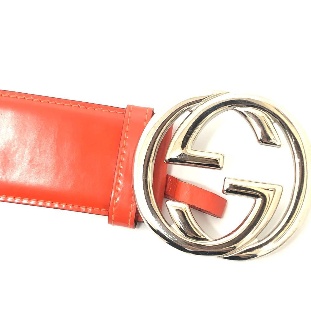 GUCCI 032 194 0979 GG logo Waist belts belt Leather Orange/SilverHardware