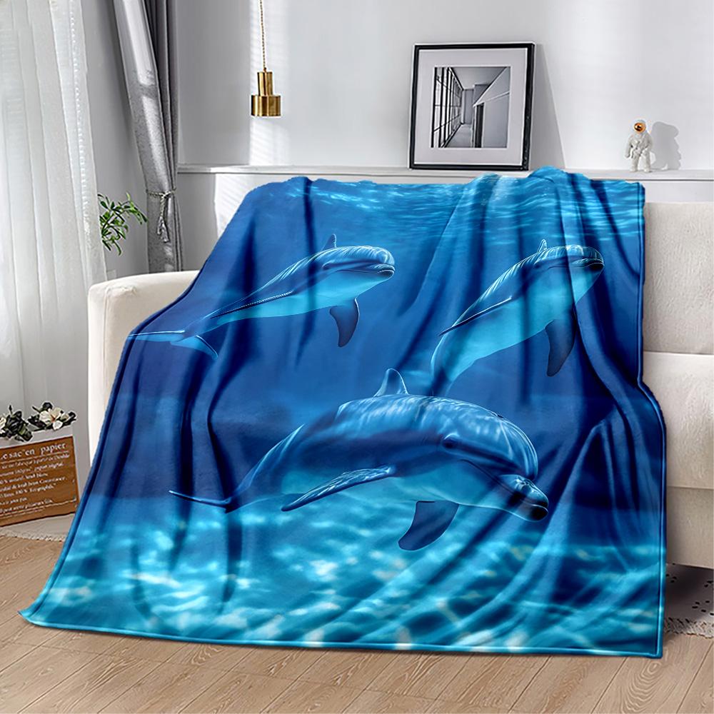 Ocean Animal Flannel Blanket - Soft and Comfortable, Suitable for Sofas, Beds, Offices, Travel, All Seasons, and A Great Gift for The Holidays.