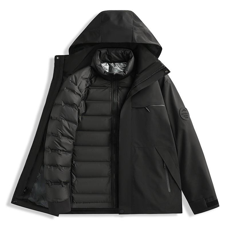 Men Women 3-in-1 Waterproof Windproof Hiking Jacket With Fleece Inner Removable Outdoor Mountaineering Coat