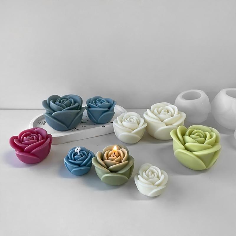 3D Flower Candle Silicone Mold DIY Chocolate Cake Baking Tool Decor Plaster Mold