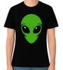 Green Alien Head T-Shirt UFO Sci-Fi Graphic Tee Unisex Streetwear Gift Top