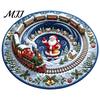 Festive Round Rug for Christmas 3D Rug, Vortex Optical Illusion Area Santa Snowman Staircase Durable Entrance Winter Depth Pattern, Non-slip Floor Mat
