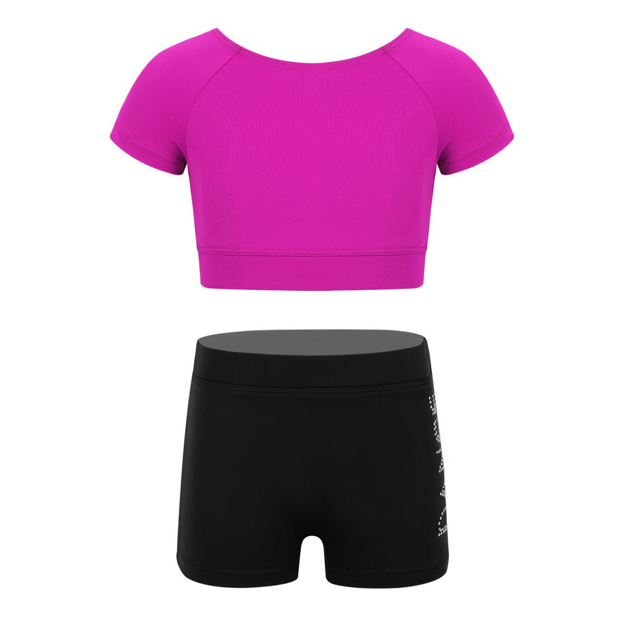 

Детские балетки для девочек, комплект из 2 предметов, танкини, топ с короткими рукавами и плавками, гимнастический купальник для тренировок в тренажерном зале для девочек 12-14 Years